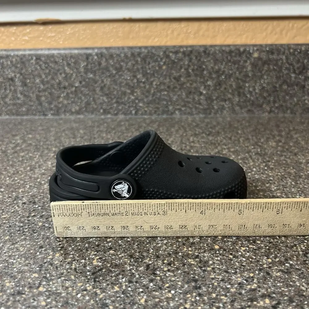 Crocs Iconic Comfort Toddler Little Kids Size 6 Black Clogs Mules Slip On Casual